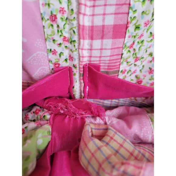 Vintage Square Dance Party Dress Patchwork Handmade Pink Green Size 14p - Picture 12 of 16